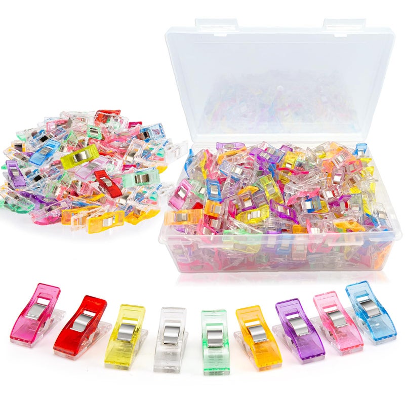 KOLUPA Quilting Clips and Sewing Fabric Clips  200 Pcs Multipurpose Sewing Clips for Quilting and Crafts Clips for Sewing  Assorted Colors Plastic Clips for Craft  Embroidery Clips for Sewing Supplies - Image 1